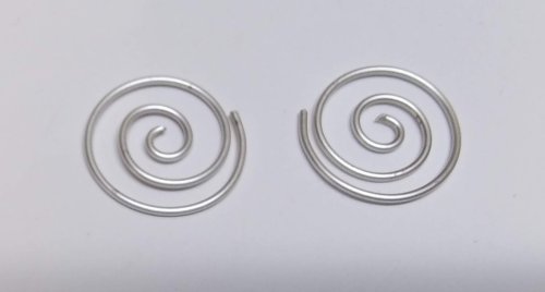 Judy Larson's Bali Style Earrings - , Contemporary Wire Jewelry, Stamping, Stamps, Butane Torch, Soldering, Solder, Drilling, Drill, After making the first drop, use it as a template for the second one